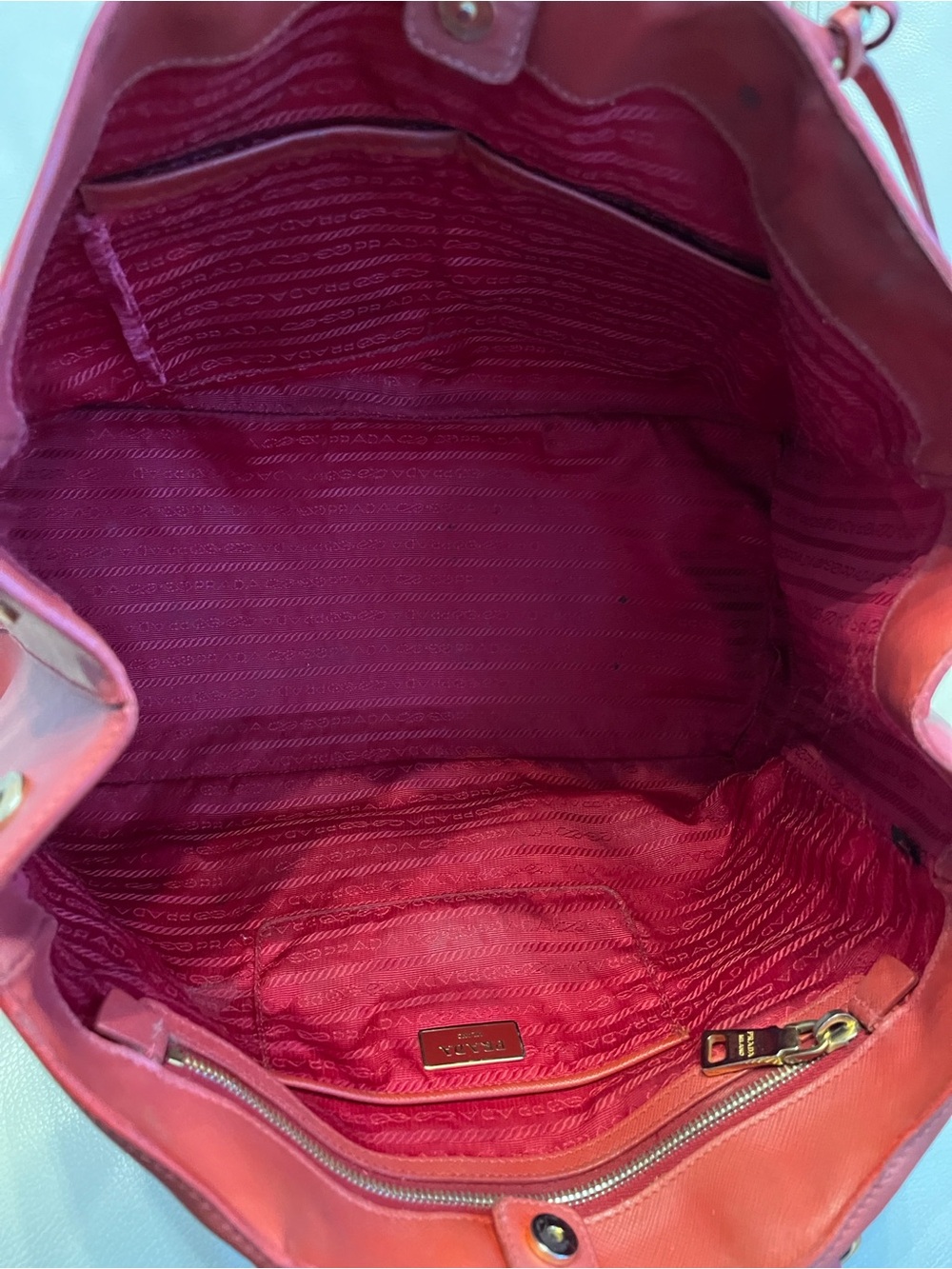 Prada Red Saffiano Leather Tote - Picture 4 of 10